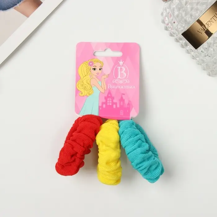 Резинка для волос Резинка для волос "Махрушка спорт" (набор 3 шт) лето колор, 4,5 см