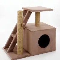 Домик для кошек с когтеточкой &laquo;Домосед&raquo;, 60&times;35&times;56 с, с лестницей и площадкой, цвет капучино