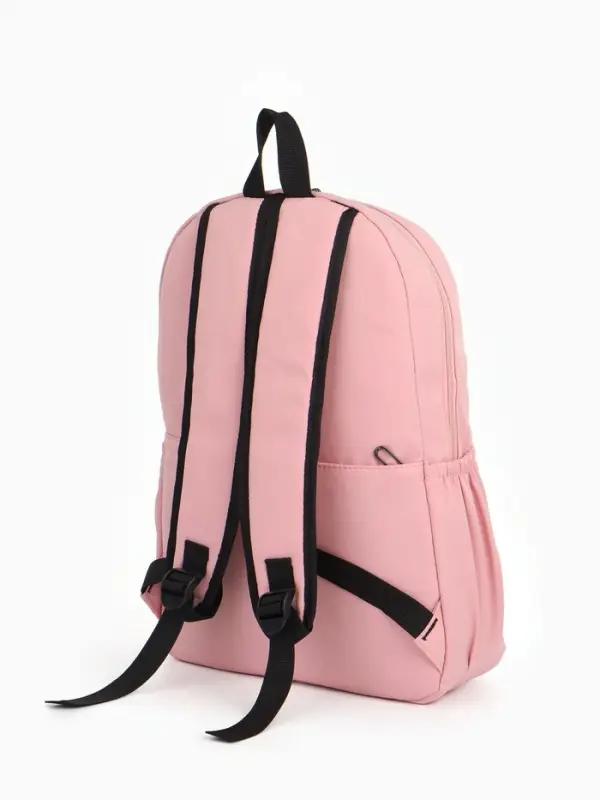 Рюкзак школьный на молнии, с карманами, с принтом, размер 30&times;12&times;43 см, розовый