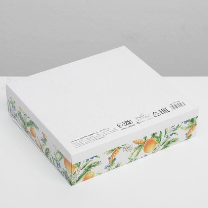 Коробка подарочная новогодняя складная «Мандарины», 20 х 18 х 5 см, Новый год Коробка подарочная новогодняя складная «Мандарины», 20 х 18 х 5 см, Новый год