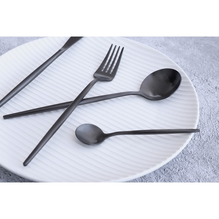 Ложка чайная из нержавеющей стали Magistro «Фолк», длина 12,3 см, цвет чёрный Ложка чайная из нержавеющей стали Magistro «Фолк», длина 12,3 см, цвет чёрный