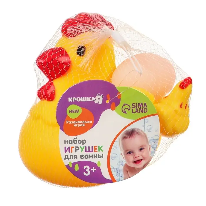 Резиновые игрушки для ванны Крошка Я &laquo;Курочка и детишки&raquo;, с пищалкой, в наборе 4 шт.