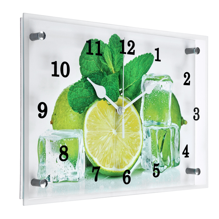 Часы-картина настенные, интерьерные Часы-картина настенные, интерьерные "Лайм и лед" бесшумные, 25 х 35 см