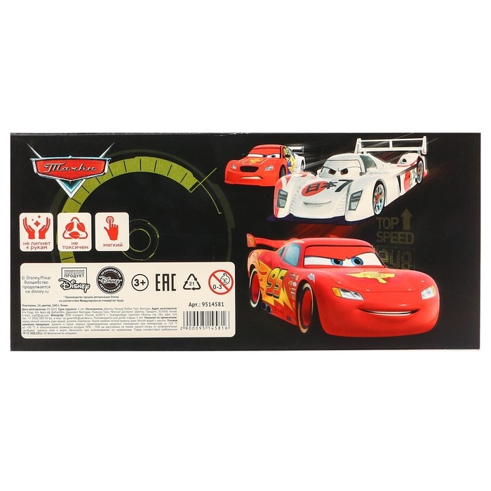 Пластилин 16 цветов 240 г Пластилин 16 цветов 240 г "Тачки"