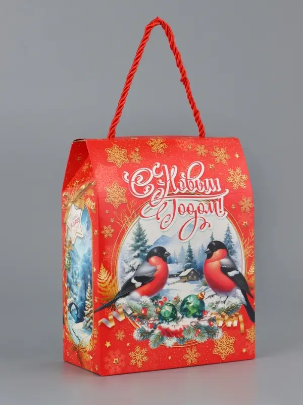 Коробка подарочная складная Коробка подарочная складная "Снегири" 16 х 8 х 20 см