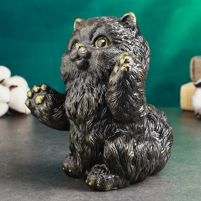 Копилка Копилка "Радостный кот" черный, золото, 20см