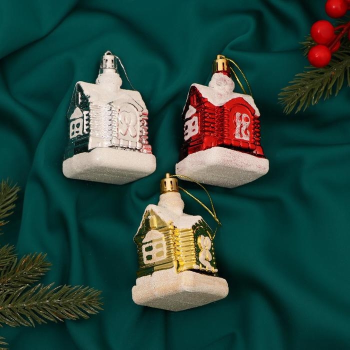 Украшение ёлочное Украшение ёлочное"Изба Деда Мороза" (набор 3 шт) 5х6 см, микс