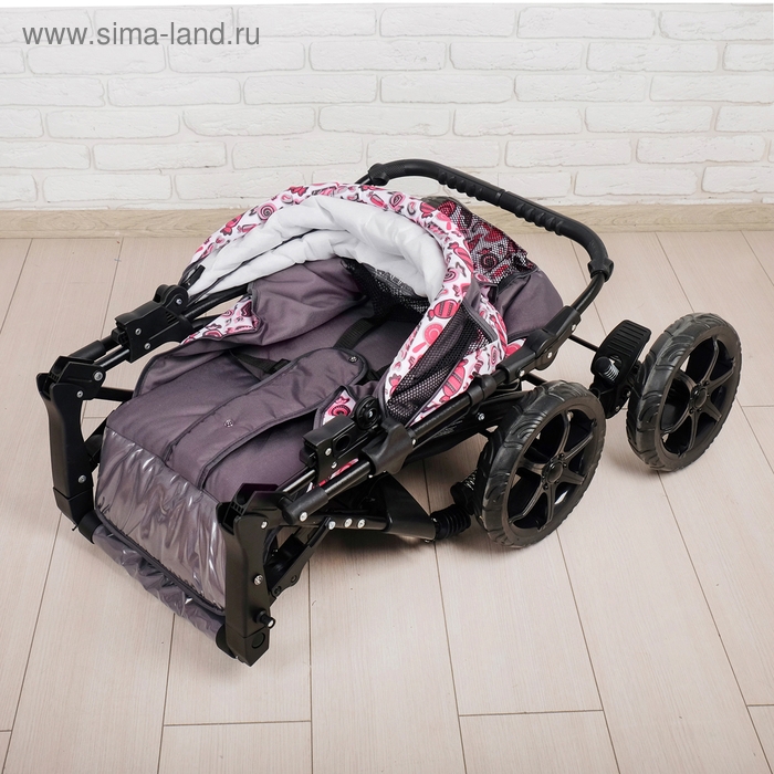 Коляска-трансформер «Гном», пластиковые колёса, оттенки розового, рисунок МИКС Коляска-трансформер «Гном», пластиковые колёса, оттенки розового, рисунок МИКС