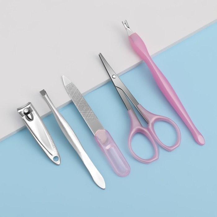 Набор маникюрный, 5 предметов, на блистере, цвет МИКС Набор маникюрный, 5 предметов, на блистере, цвет МИКС