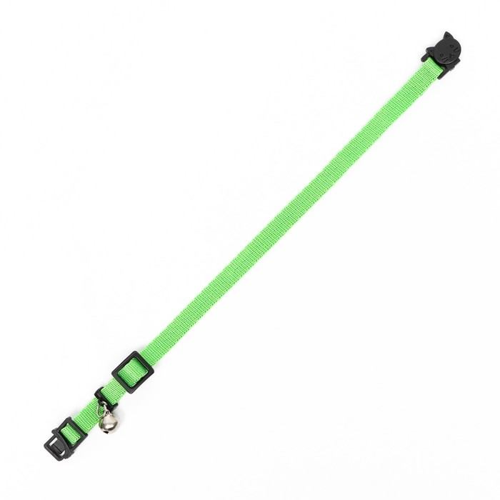 Ошейник кошачий с бубенчиком, 30 х 1 см, полиэстер, зелёный Ошейник кошачий с бубенчиком, 30 х 1 см, полиэстер, зелёный