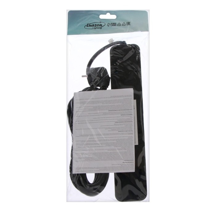 Удлинитель Luazon Lighting, 2 евро+2 унив.роз., 3 м, 2200 Вт, 2х0.5 мм2, с выкл.,черный Удлинитель Luazon Lighting, 2 евро+2 унив.роз., 3 м, 2200 Вт, 2х0.5 мм2, с выкл.,черный