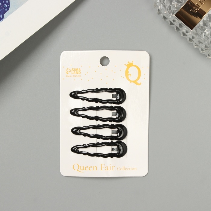 Невидимка для волос  Невидимка для волос "Энико" (набор 4 шт) классика, 5 см, чёрный