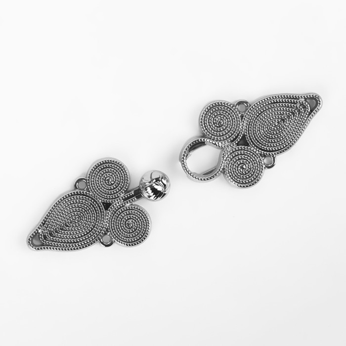 Декоративная застёжка, 6 × 2 см, цвет серебряный Декоративная застёжка, 6 × 2 см, цвет серебряный