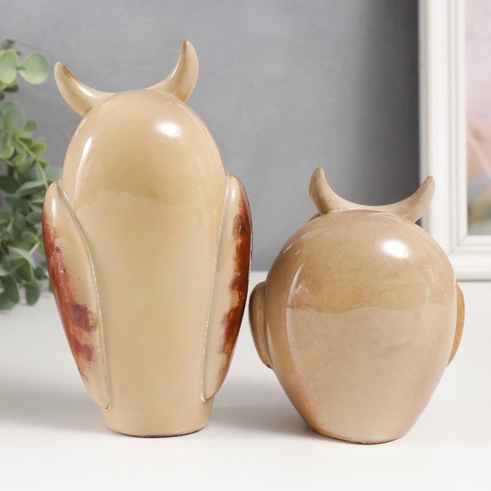 Сувенир керамика Сувенир керамика "Два филина" беж набор 2 шт 11,5х9,5х7,5 18х9х7 см