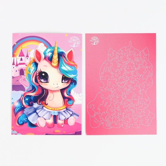 Пазлы деревянные фигурные детские «Сказочный единорожик», 75 элементов