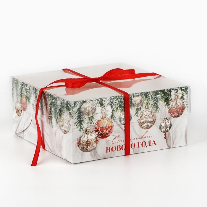 Коробка для капкейка «Счастливого Нового года!», 16 х 16 х 7.5 см, Новый год Коробка для капкейка «Счастливого Нового года!», 16 х 16 х 7.5 см, Новый год