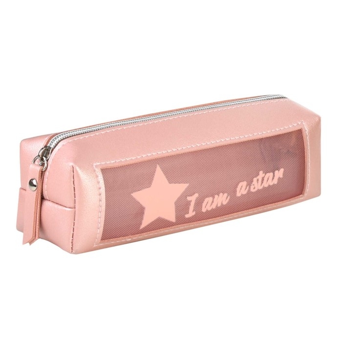 Пенал мягкий, 1 отделение, 55 х 195 х 60 мм, объёмный, искусственная кожа, с окном, нейлон, Феникс  Пенал мягкий, 1 отделение, 55 х 195 х 60 мм, объёмный, искусственная кожа, с окном, нейлон, Феникс "Звезда" розовый 61312