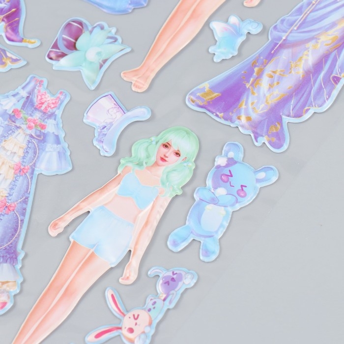 Наклейка пластик 2 листа Наклейка пластик 2 листа "Наряды для принцессы" МИКС 23,8х26,6 см