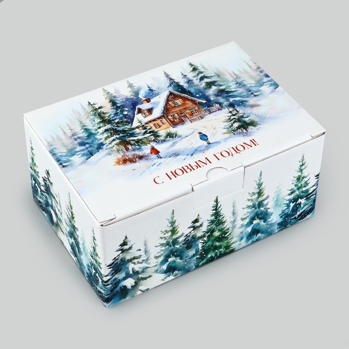 Коробка подарочная новогодняя складная «Новогодняя акварель», 22 х 15 х 10 см, Новый год Коробка подарочная новогодняя складная «Новогодняя акварель», 22 х 15 х 10 см, Новый год