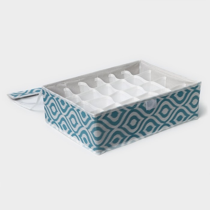 Органайзер для хранения белья Доляна «Лагуна», 24 ячейки, 38×30×10 см, цвет бирюзовый Органайзер для хранения белья Доляна «Лагуна», 24 ячейки, 38×30×10 см, цвет бирюзовый