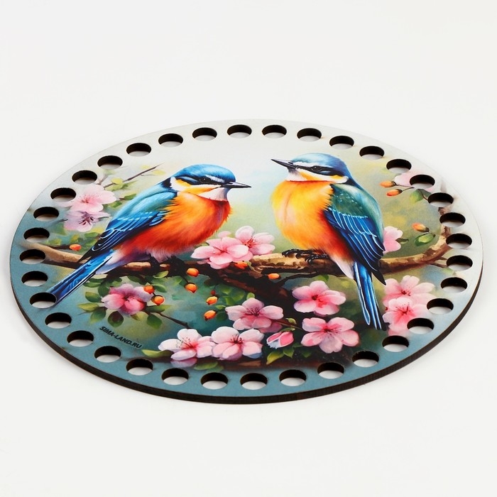 Донышки для вязания 2 в 1 «Птички на яблоне», круг 15 см, хдф 3 мм