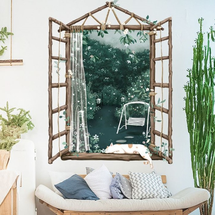 Наклейка пластик интерьерная цветная Наклейка пластик интерьерная цветная "Окно в сад" 30х80 см набор 2 листа