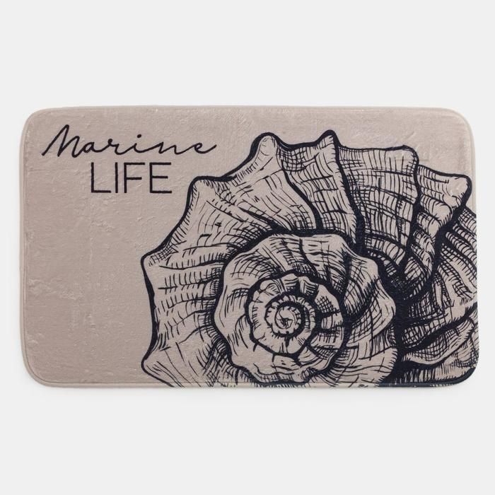 Набор ковриков для ванной Этель "Marine life" 2 шт, 80х50 см, 50х40 см, велюр