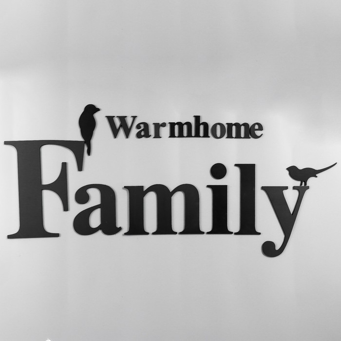 Фоторамка пластик на 7 фото+надпись+полочка  Фоторамка пластик на 7 фото+надпись+полочка "Family. Птицы" зелёно-белые набор 86х186 см