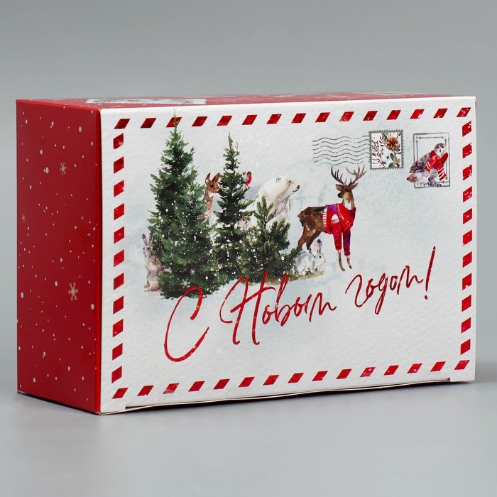 Подарочная коробка складная, новогодняя«Новогодняя акварель», 18 х 12 х 7 см, Новый год Подарочная коробка складная, новогодняя«Новогодняя акварель», 18 х 12 х 7 см, Новый год