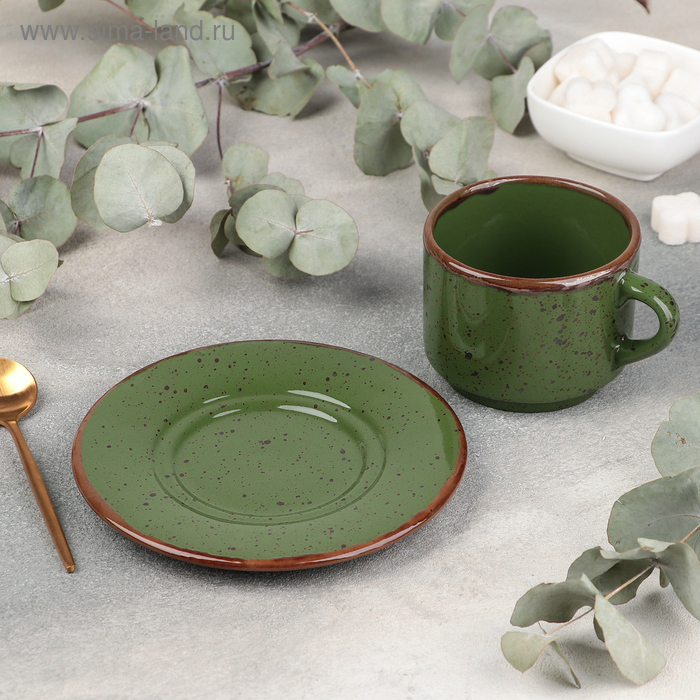 Чайная пара Punto verde, чашка 200 мл, блюдце d=15,5 см Чайная пара Punto verde, чашка 200 мл, блюдце d=15,5 см