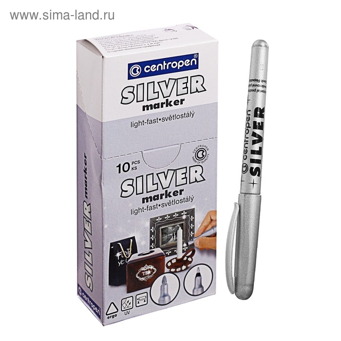 Маркер перманентный для декора 3.8 мм Centropen 2690, линия 1,5 - 3,0 мм, цвет серебристый Маркер перманентный для декора 3.8 мм Centropen 2690, линия 1,5 - 3,0 мм, цвет серебристый