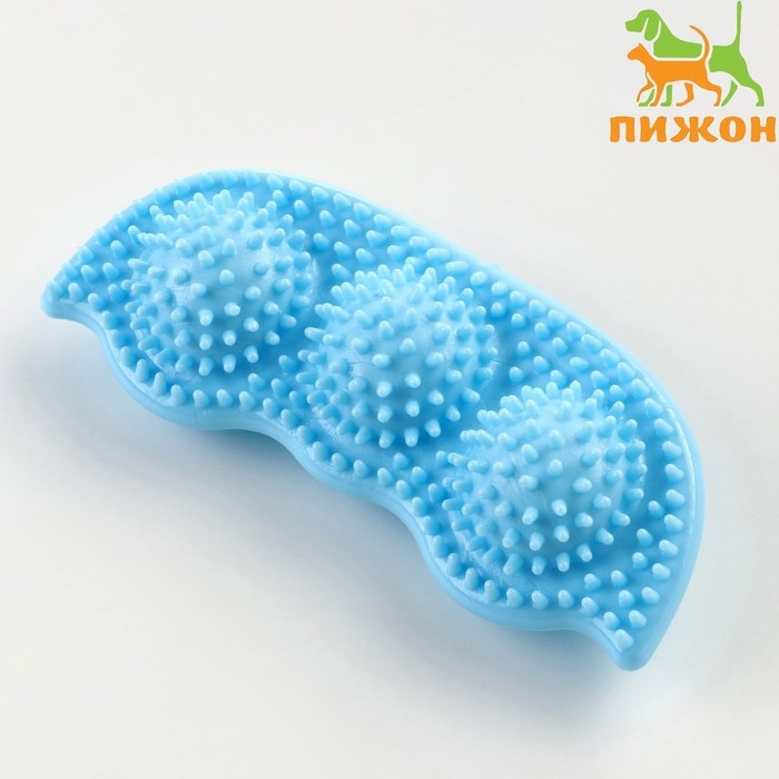 Игрушка для собак Игрушка для собак "Горох", TPR, массажная, 12 х 3,5 х 5 см, голубая