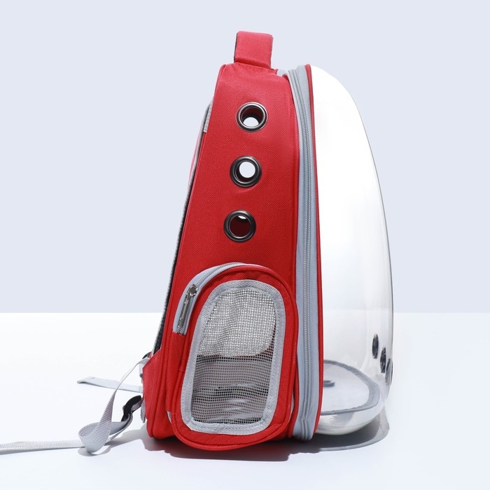 Рюкзак для переноски кошек, прозрачный, 32 х 28 х 42 см, красный Рюкзак для переноски кошек, прозрачный, 32 х 28 х 42 см, красный