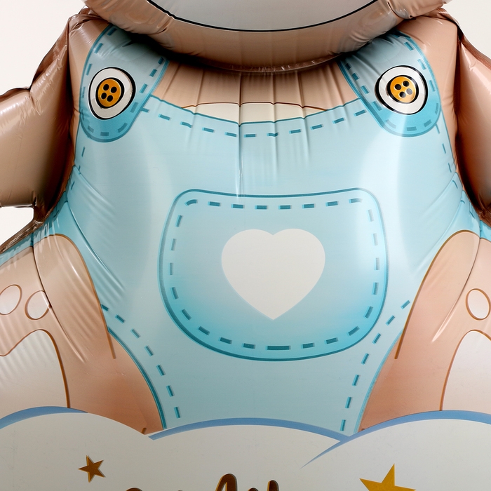 Шар фольгированный 62 Шар фольгированный 62" «Мишка в короне — мальчик» на подставке, под воздух