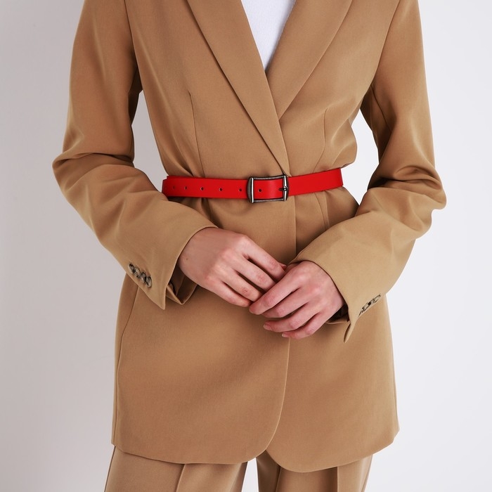 Ремень женский, ширина 2,4 см, пряжка металл, цвет красный