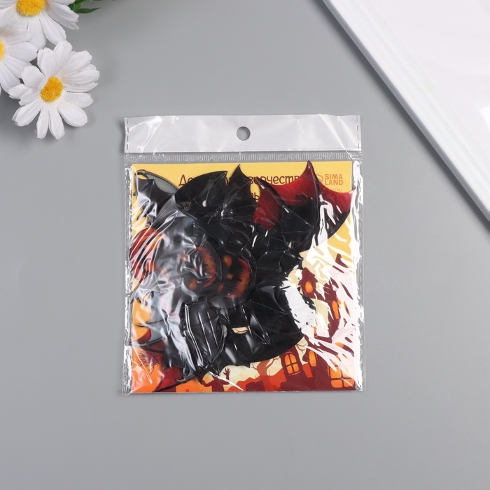 Наклейка пластик Наклейка пластик "Тыквы и летучие мыши" набор 12 шт