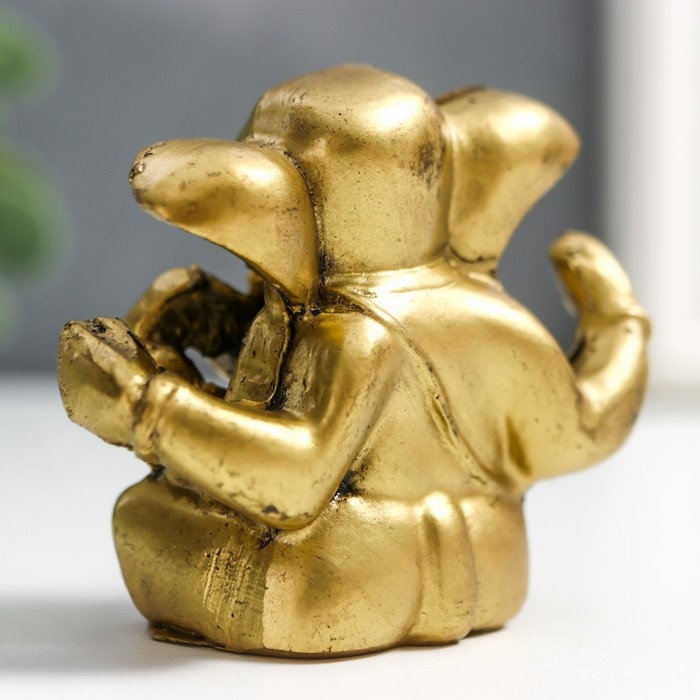 Нэцке полистоун под бронзу Нэцке полистоун под бронзу "Ганеша" (бог мудрости, символ удачи в бизнесе) 4,8х3х6 см