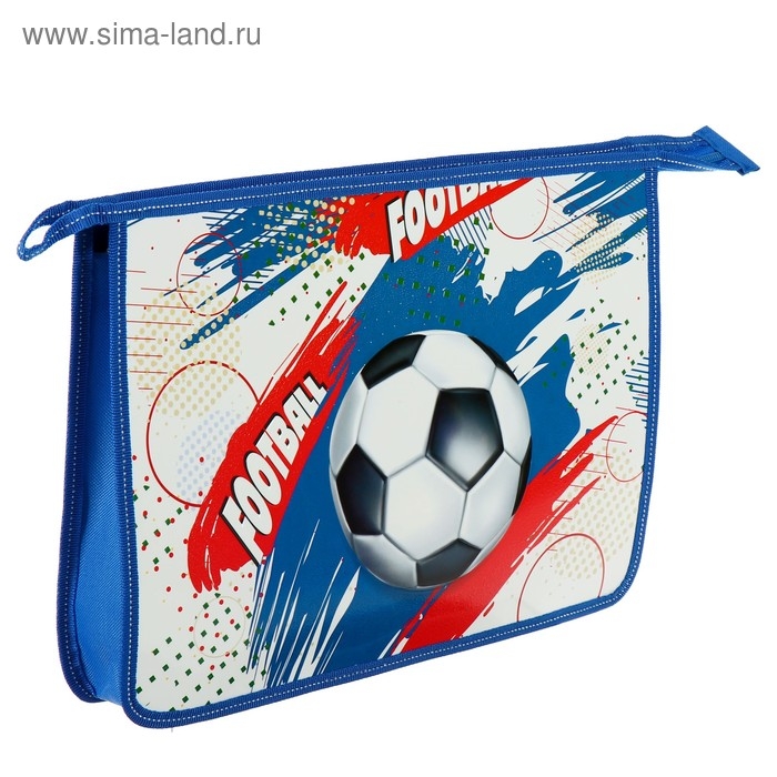 Папка для тетрадей А4, 340 х 245 х 50 мм, молния сверху, объемный 3D рисунок, Папка для тетрадей А4, 340 х 245 х 50 мм, молния сверху, объемный 3D рисунок, "Футбольные мячи"
