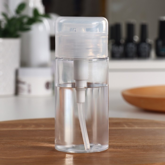 Флакон с помпой, 120 мл, цвет белый/прозрачный Флакон с помпой, 120 мл, цвет белый/прозрачный
