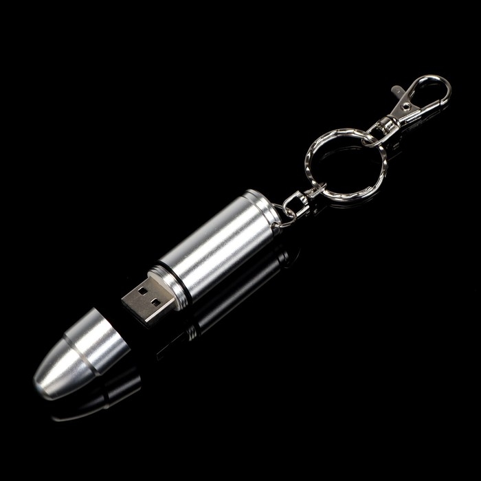 Флешка E 297 S  Флешка E 297 S "пуля", 16 ГБ, USB2.0, чт до 25 Мб/с, зап до 15 Мб/с, серебристая