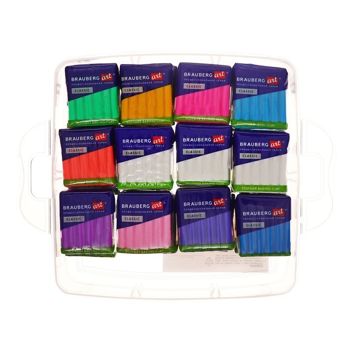 Глина полимерная запекаемая BRAUBERG ART, 50шт(42 цвета) по 20 г, в гофрокоробе, с аксессуарами Глина полимерная запекаемая BRAUBERG ART, 50шт(42 цвета) по 20 г, в гофрокоробе, с аксессуарами