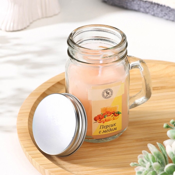 Свеча ароматическая в банке  Свеча ароматическая в банке "Персик с медом", 7,2 х 8,5 см, 190 г
