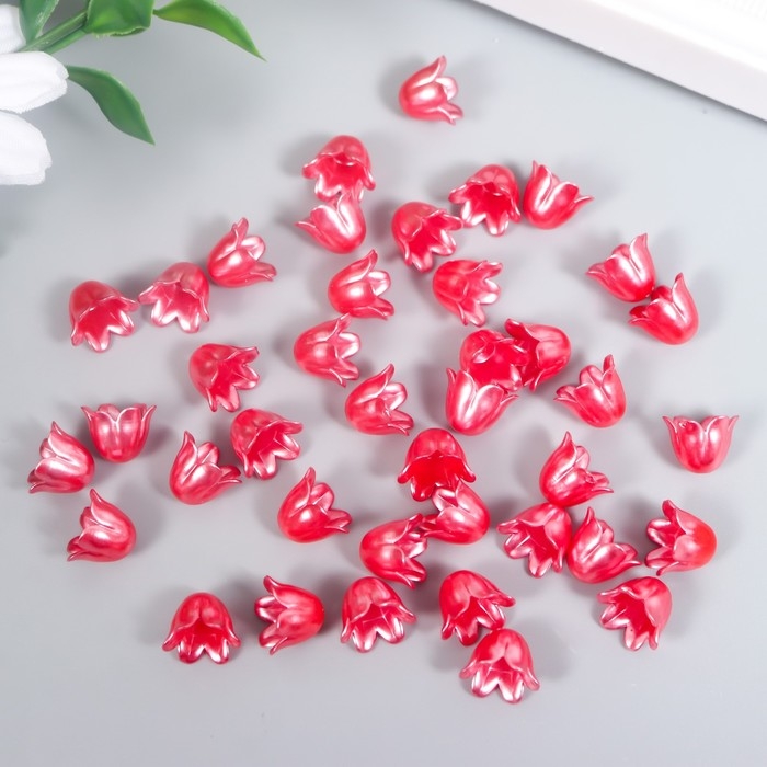 Бусины для творчества пластик Бусины для творчества пластик "Цветок ландыша жемчужный" набор 40 шт красный 1х0,9х0,9 см