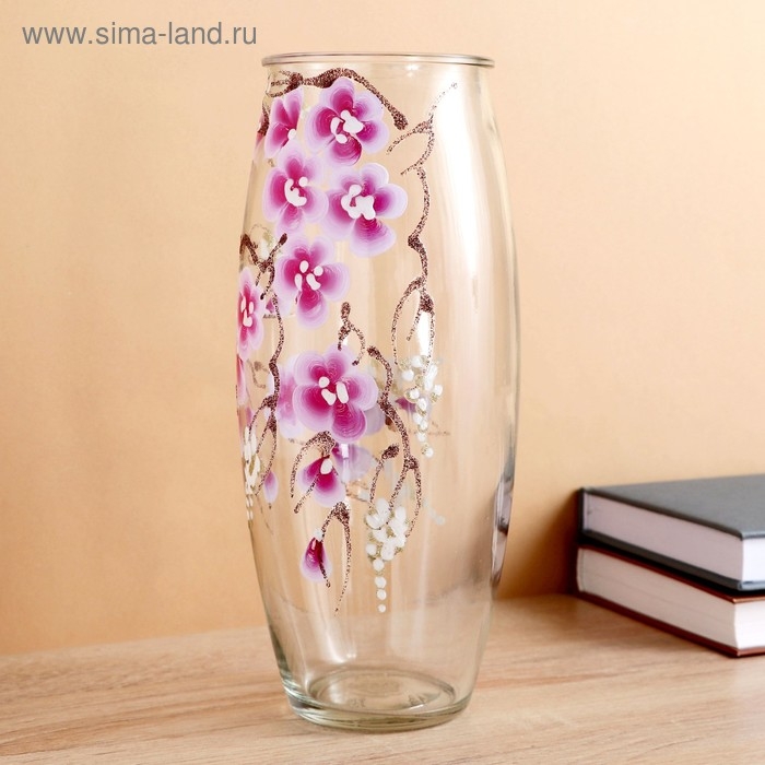 Ваза  Ваза "Сакура"роспись на проз.стекле, d-7см 10х23 см