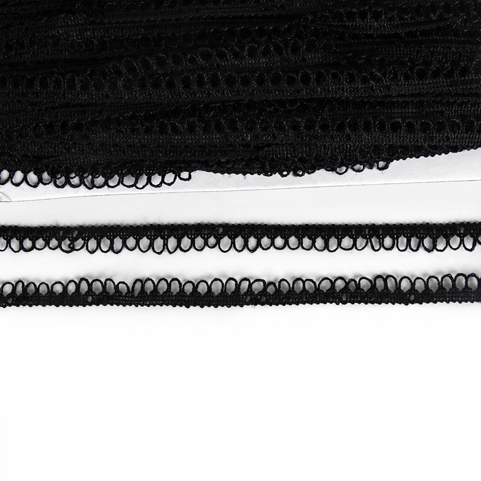 Тесьма черная с фестонами, 1,1 см, намотка 50 м Тесьма черная с фестонами, 1,1 см, намотка 50 м