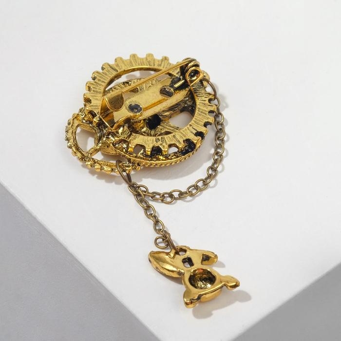 Брошь «Сказочный кролик» шестерёнки, цвет чернёное золото Брошь «Сказочный кролик» шестерёнки, цвет чернёное золото