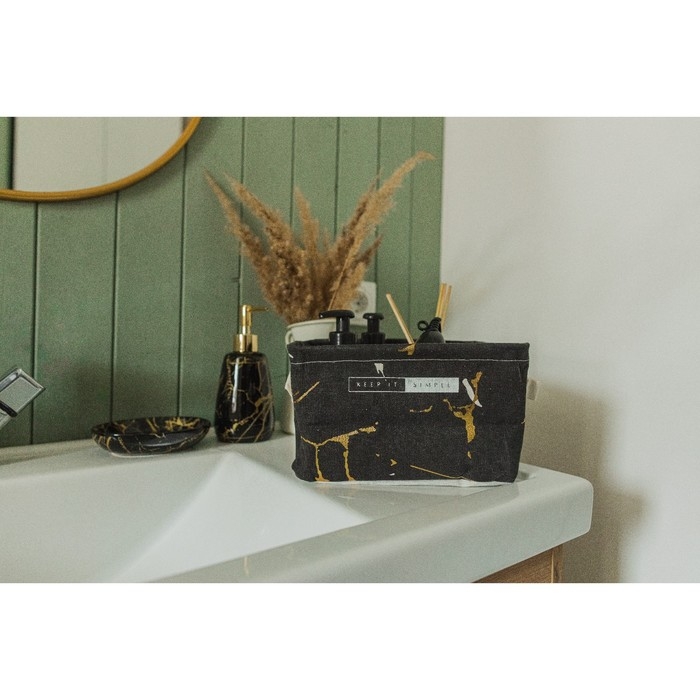 Корзина для хранения с ручками Доляна «Мрамор», 23×16×12 см, цвет чёрный Корзина для хранения с ручками Доляна «Мрамор», 23×16×12 см, цвет чёрный