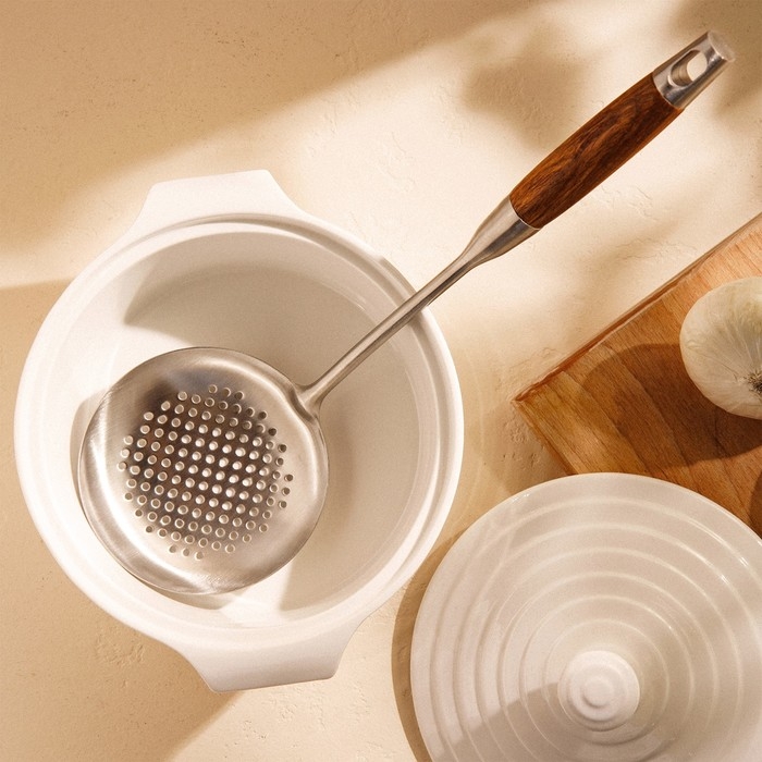 Шумовка из нержавеющей стали SLHome, «Рустик» 39×12,5 см, цвет серебряный Шумовка из нержавеющей стали SLHome, «Рустик» 39×12,5 см, цвет серебряный