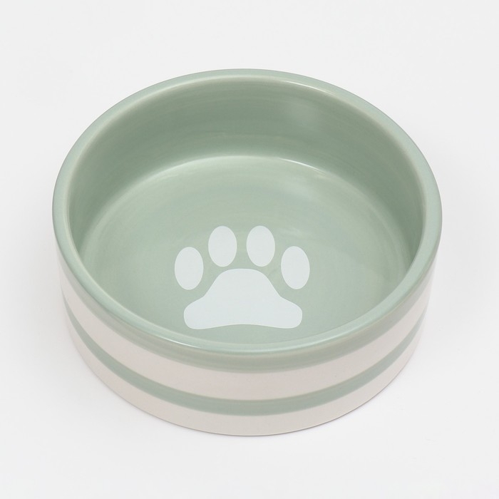 Миска керамическая  Миска керамическая "След" 300 мл  12,5 x 4,5 cм, серо-зелёная