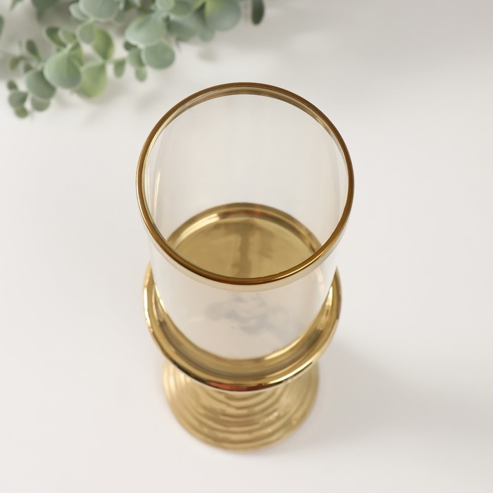 Подсвечник керамика, стекло на 1 свечу "Зазеркалье. Зебра" d=7,5 см золото 9,5х9,5х29 см